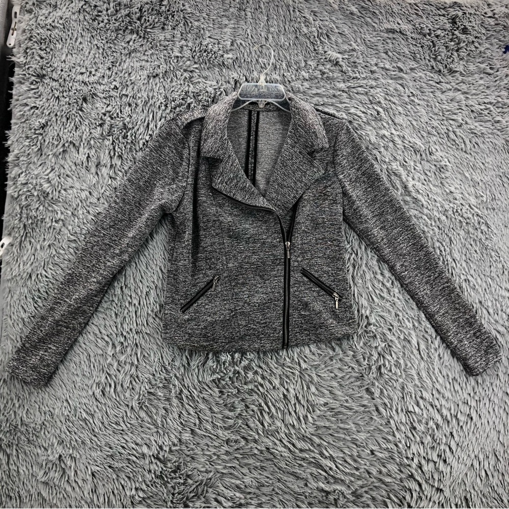 Maurices Jacket Womens Medium Heathered Gray Stretch Moto Zippers